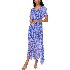 MSK Womens Chiffon Maxi Dress, Blue, NWT